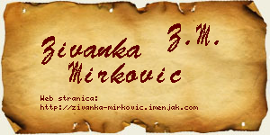 Živanka Mirković vizit kartica